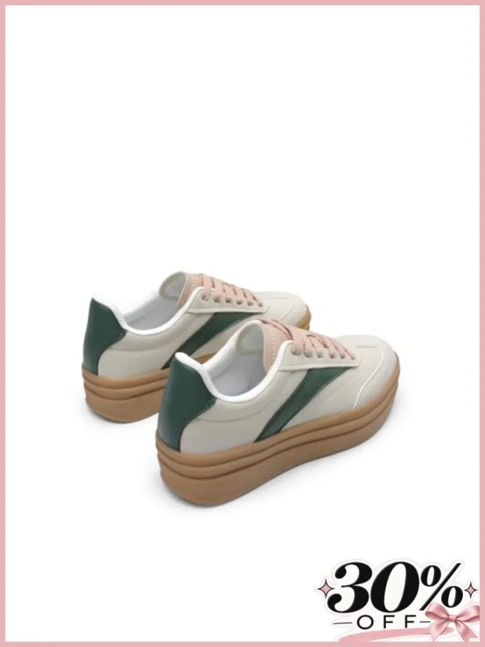 Platform Sneakers Lace-Up Vegan Leather Faux Suede Comfortable Tennis Shoes